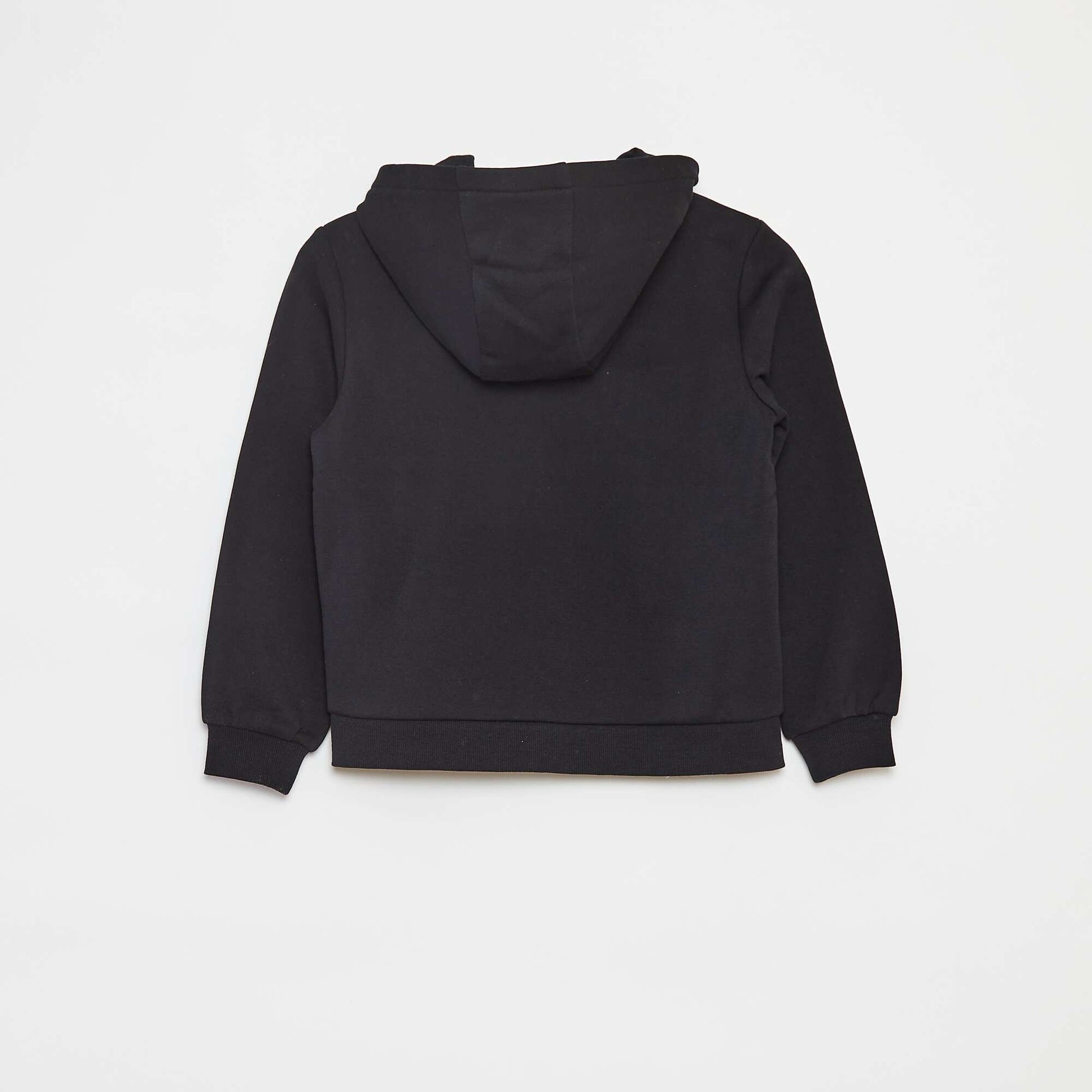 Sweat uni zippé à capuche NOIR