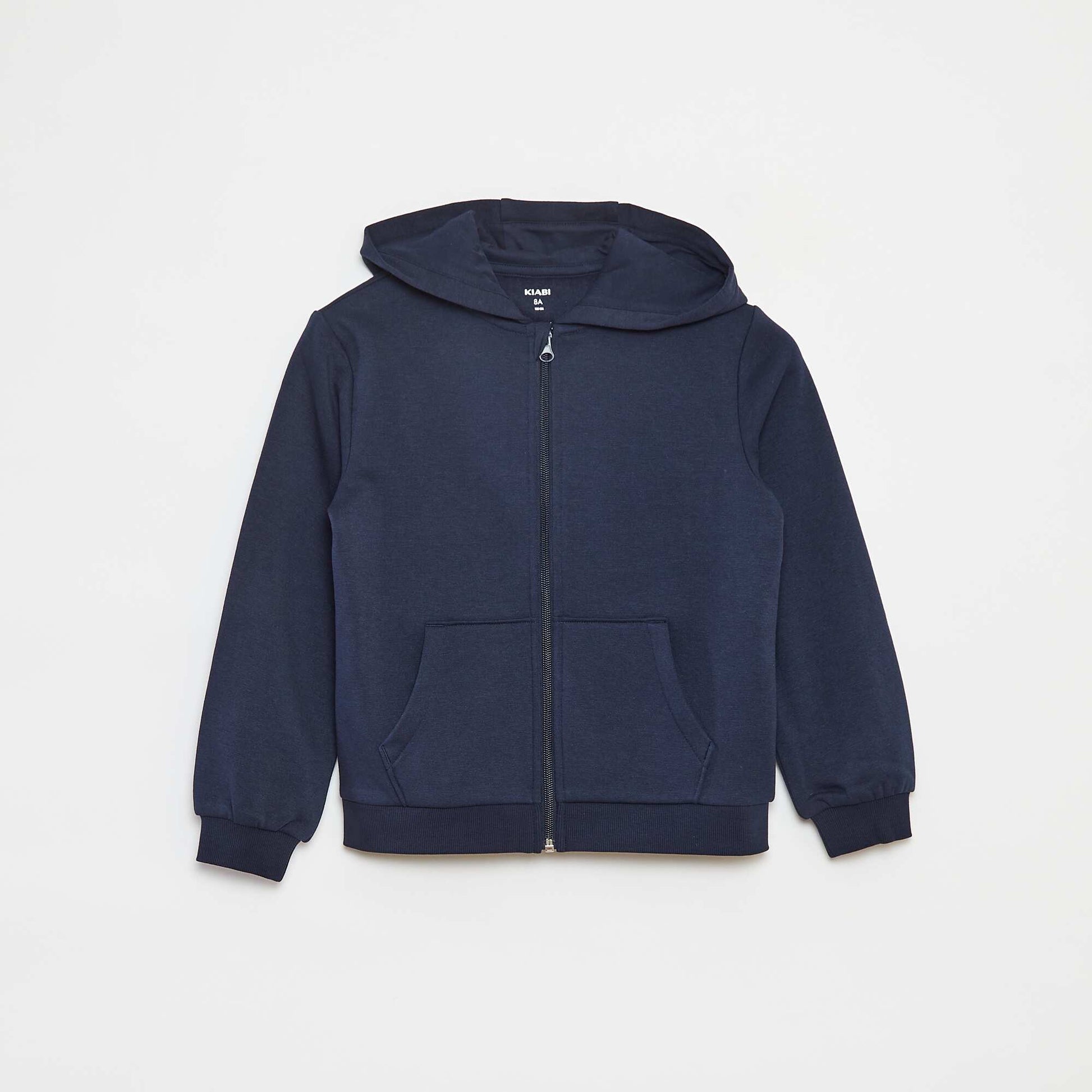 Sweat uni zippé à capuche BLEU