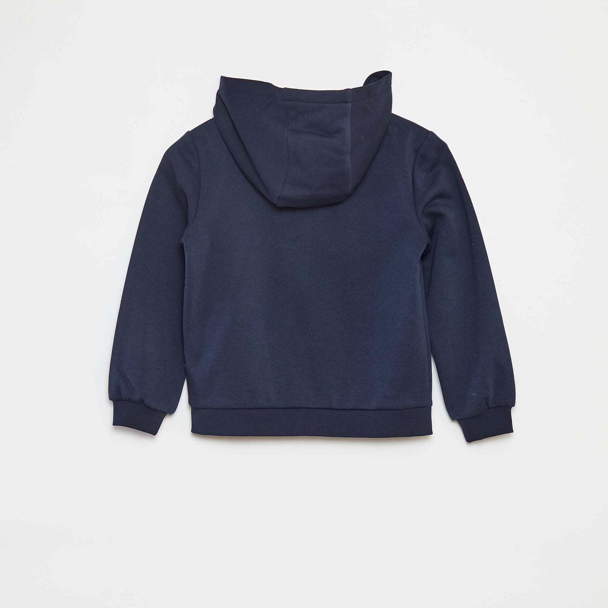 Sweat uni zippé à capuche BLEU