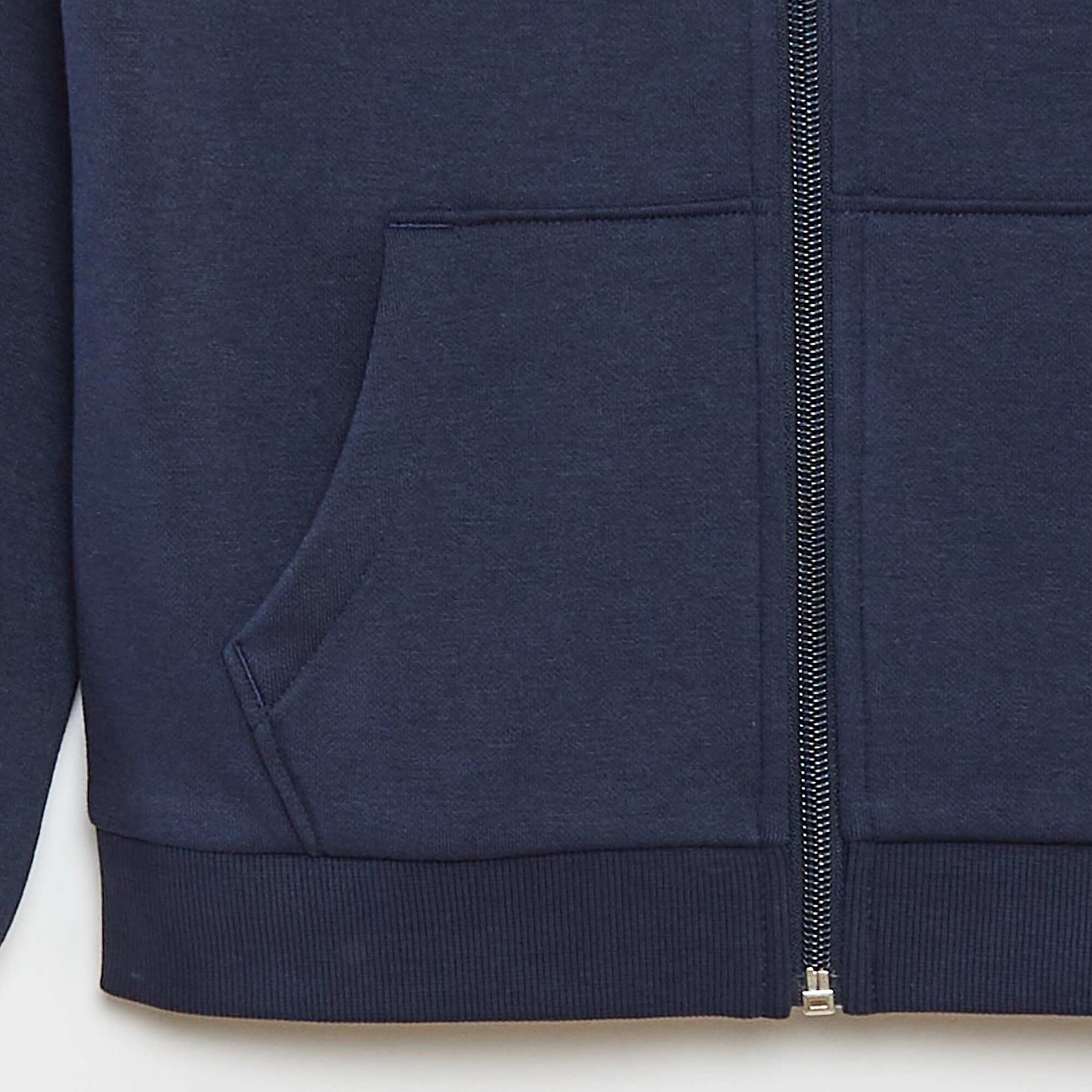 Sweat uni zippé à capuche BLEU