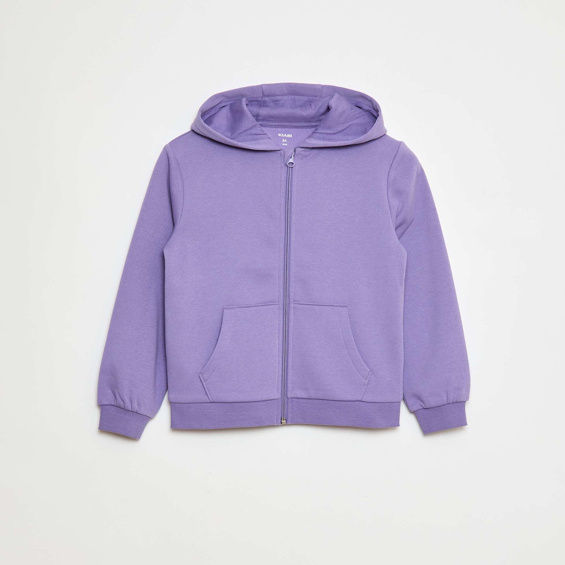Sweat uni zippé à capuche VIOLET