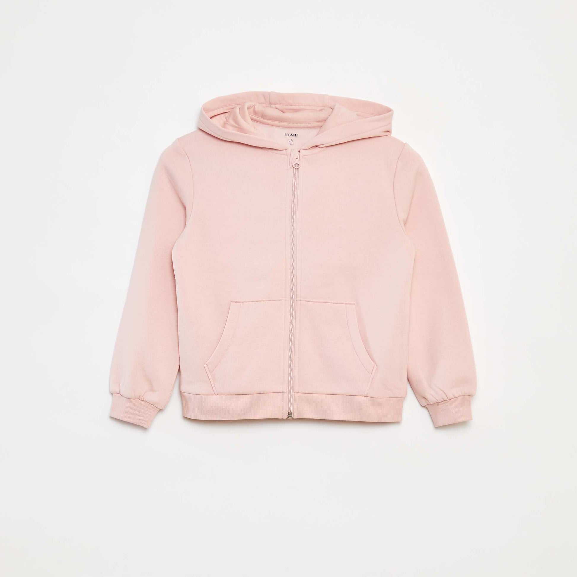Sweat uni zippé à capuche ROSE