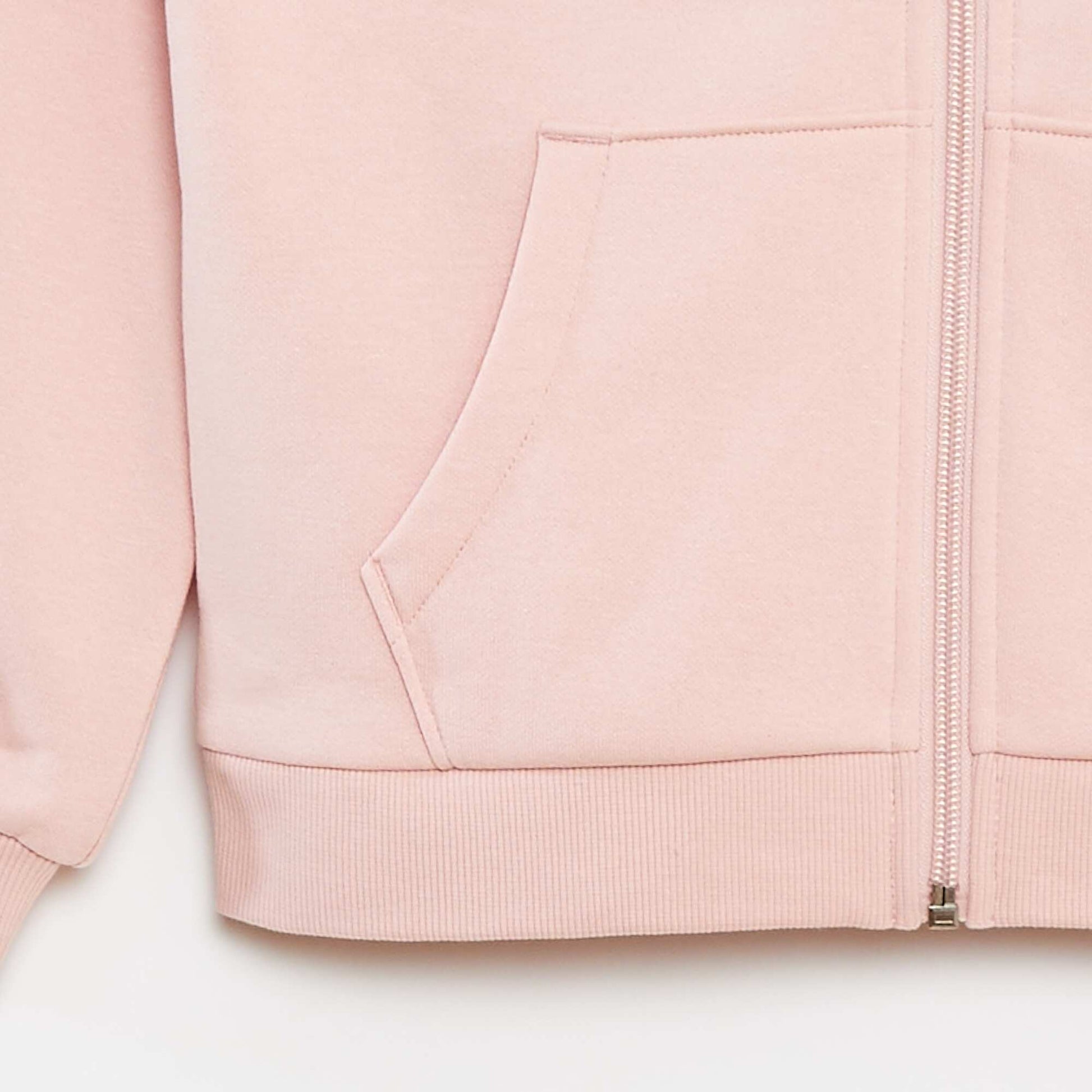 Sweat uni zippé à capuche ROSE