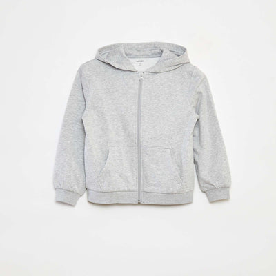 Sweat uni zippé à capuche GRIS