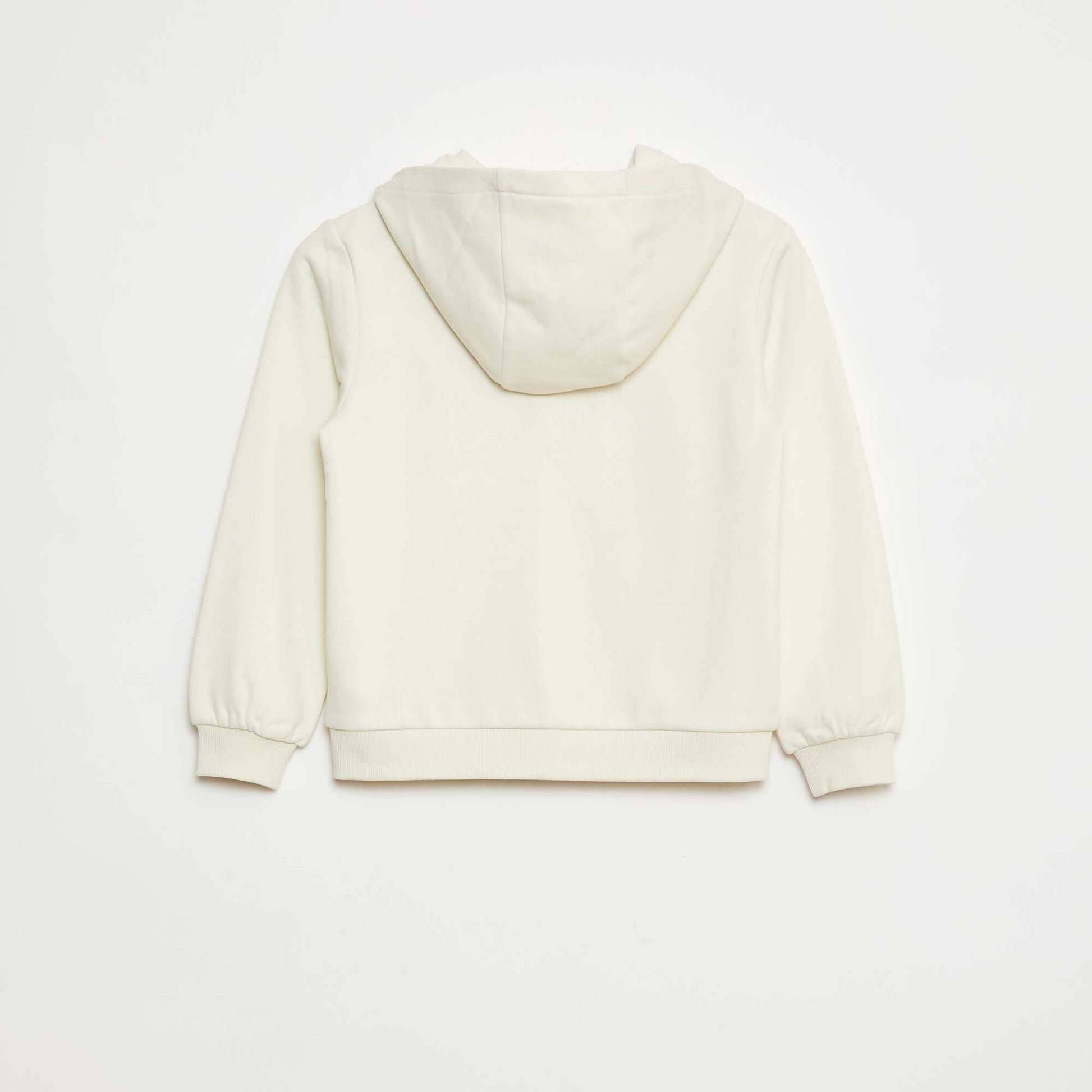 Sweat uni zippé à capuche BEIGE