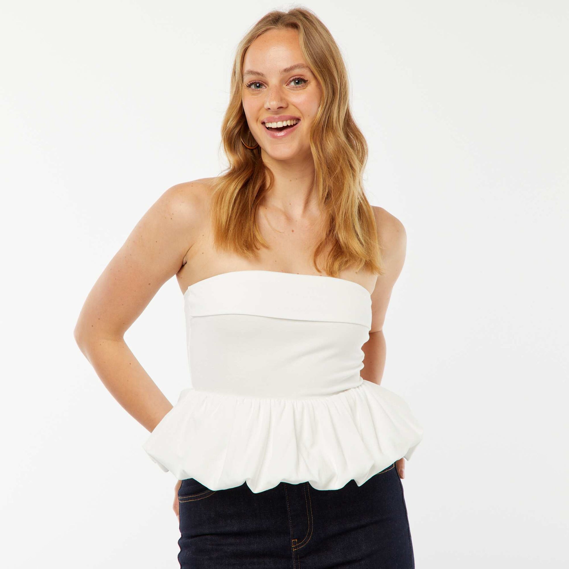 Bustier uni effet boule BLANC