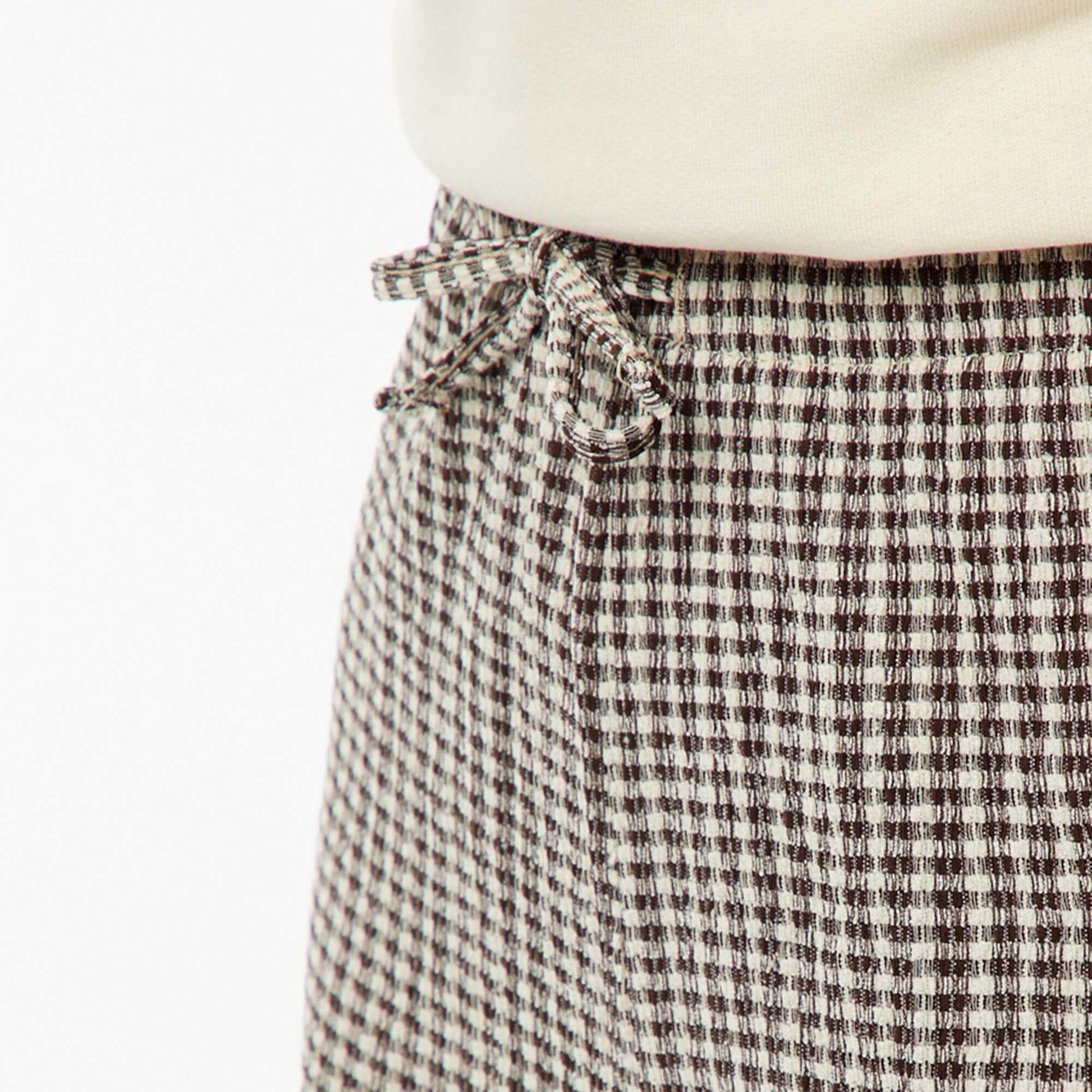 Pantalon jambes larges avec imprimé vichy NOIR
