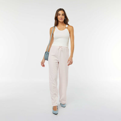 Pantalon jambes larges avec imprimé vichy ROSE