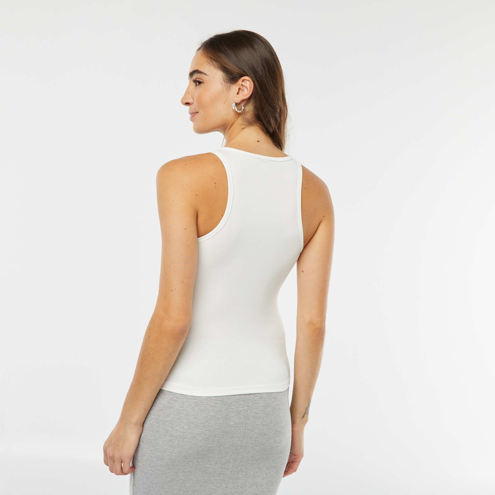 Pantalon jambes larges avec imprimé vichy ROSE