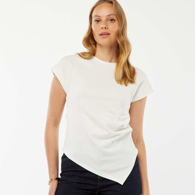 T-shirt à manches courtes avec plis fantaisistes BLANC