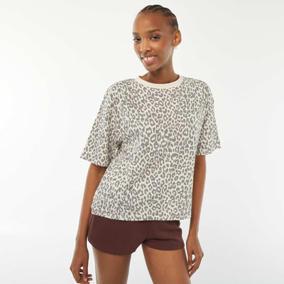 T-shirt oversize imprimé léopard GRIS