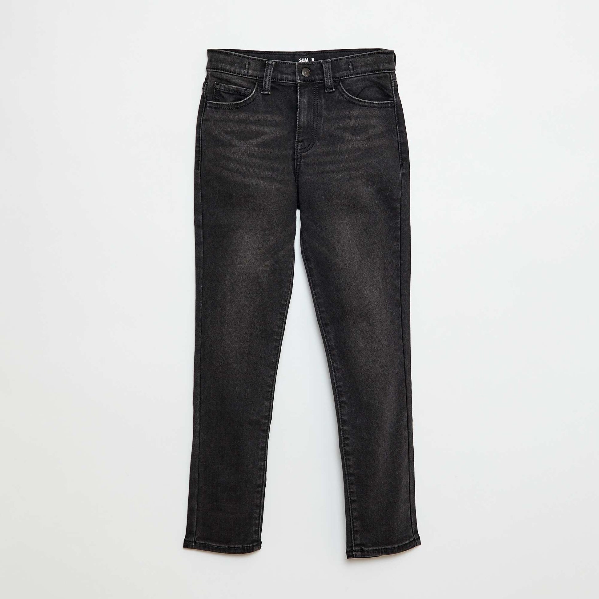 Pantalon denim stretch fit slim en coton GRIS