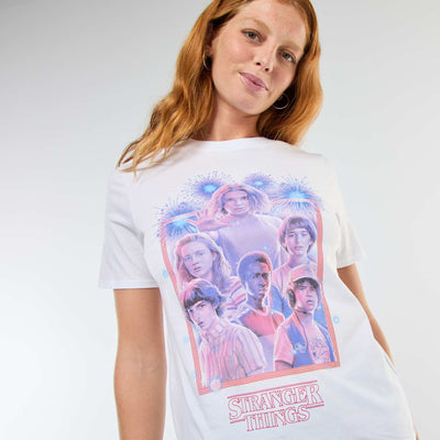 Tee-shirt manches courtes 'Stranger Things' BLANC
