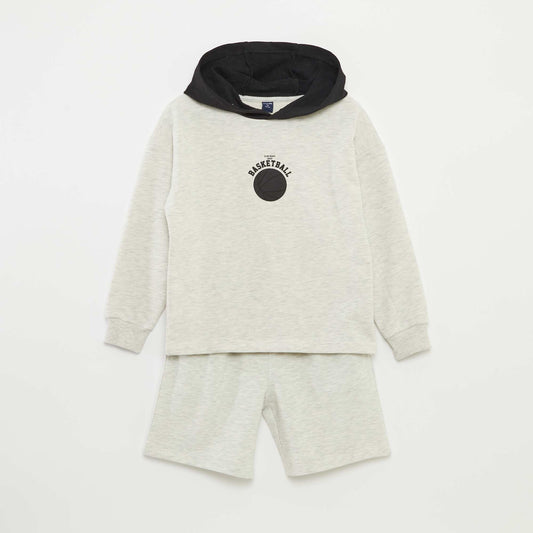 Ensemble sweat à capuche + short en molleton léger - 2 pièces GRIS