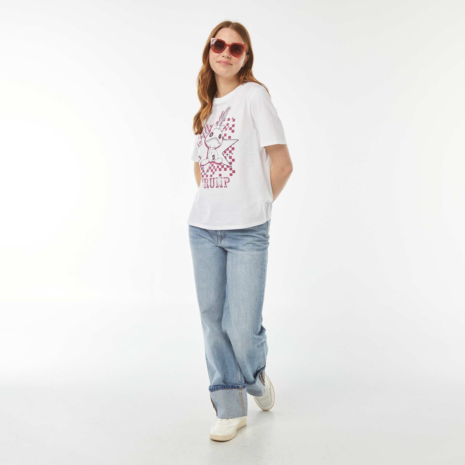 T-shirt 'Scrum' 'Lilo & Stitch' de Disney manches courtes BLANC