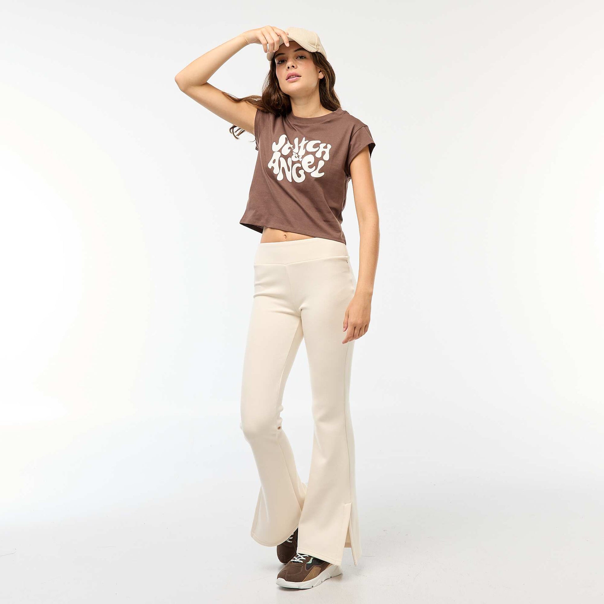 T-shirt imprimé fantaisie MARRON