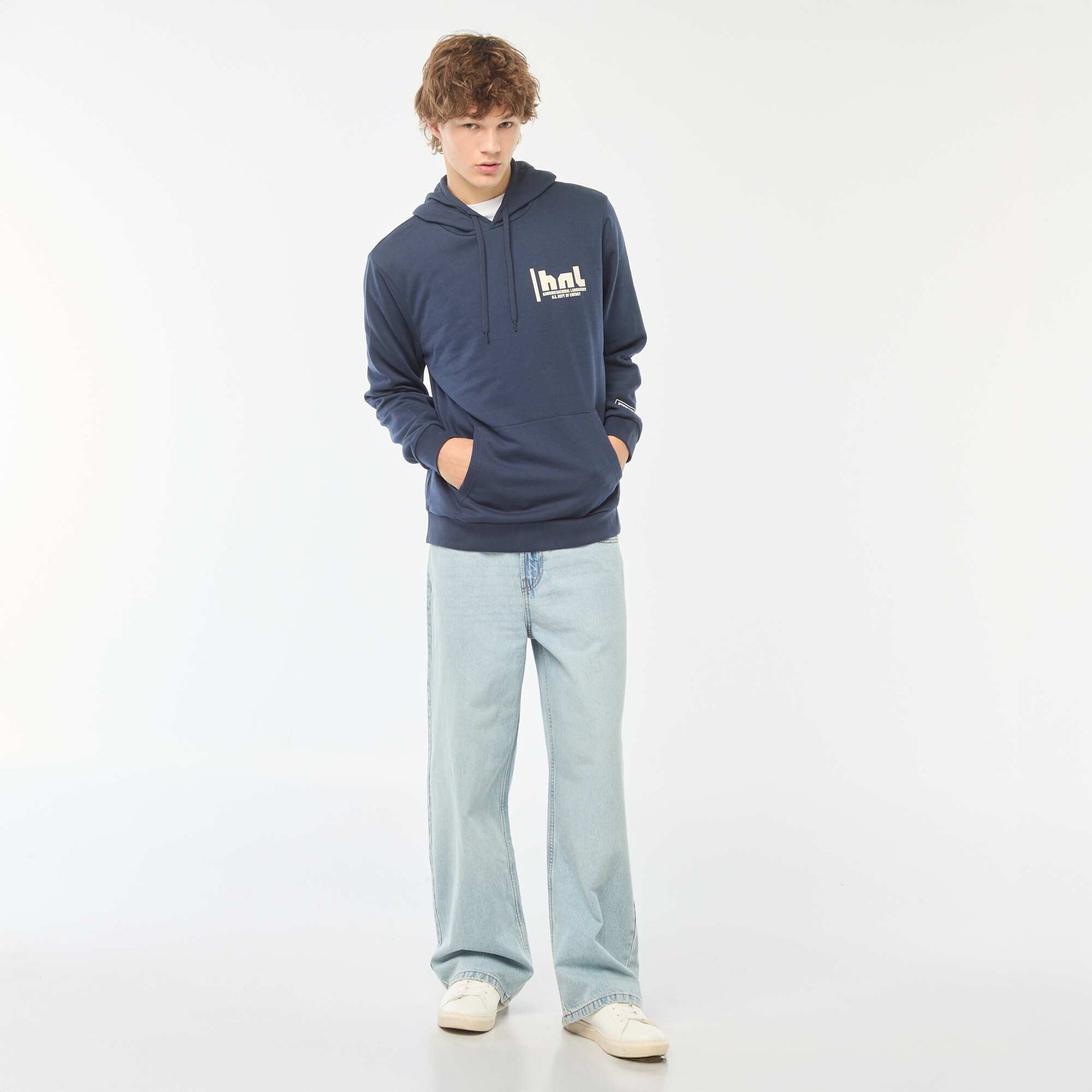 Sweat à capuche 'Stranger Things' imprimé recto-verso BLEU