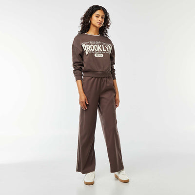 Pantalon large avec liseré sur côté MARRON