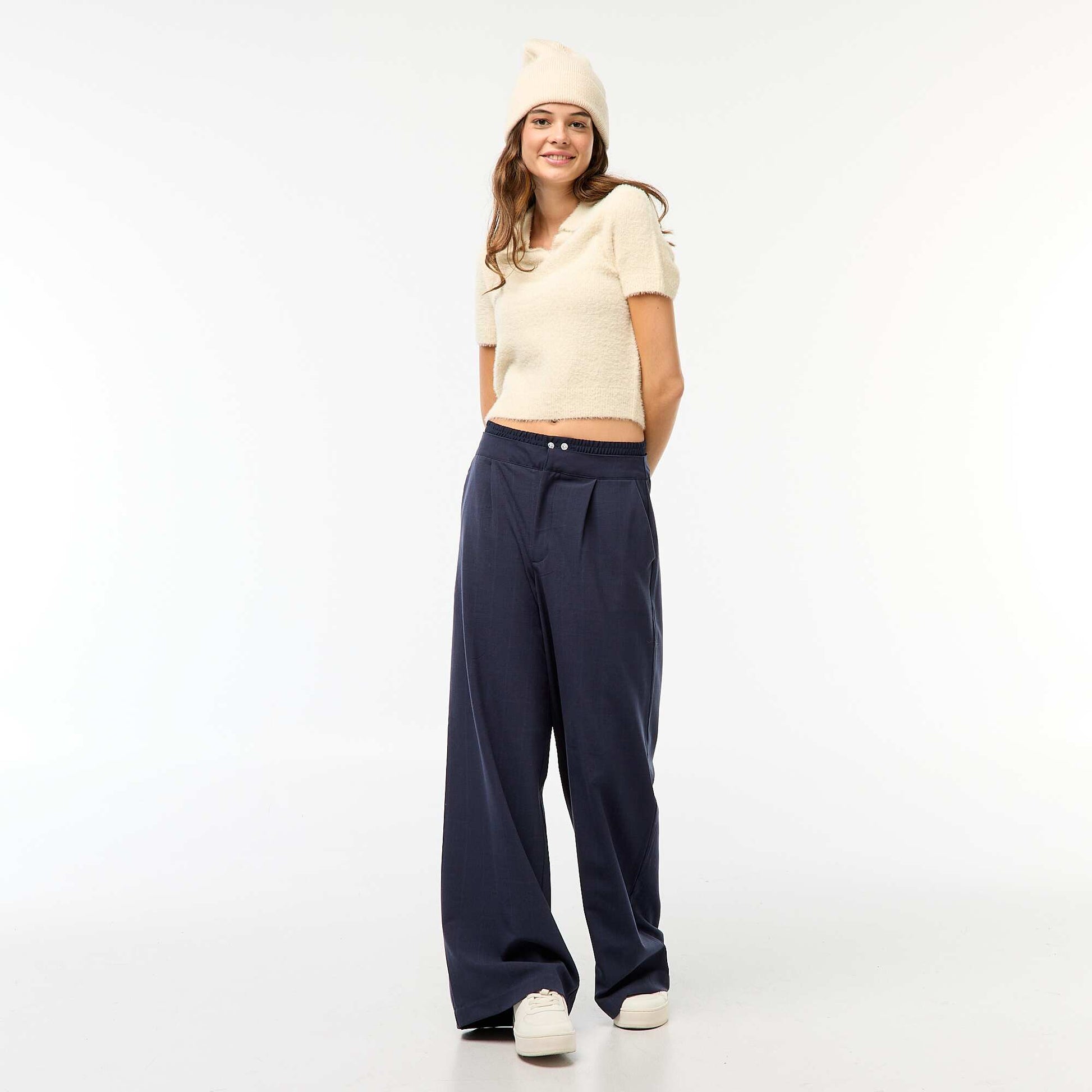 Pantalon large avec boxer à la taille BLEU
