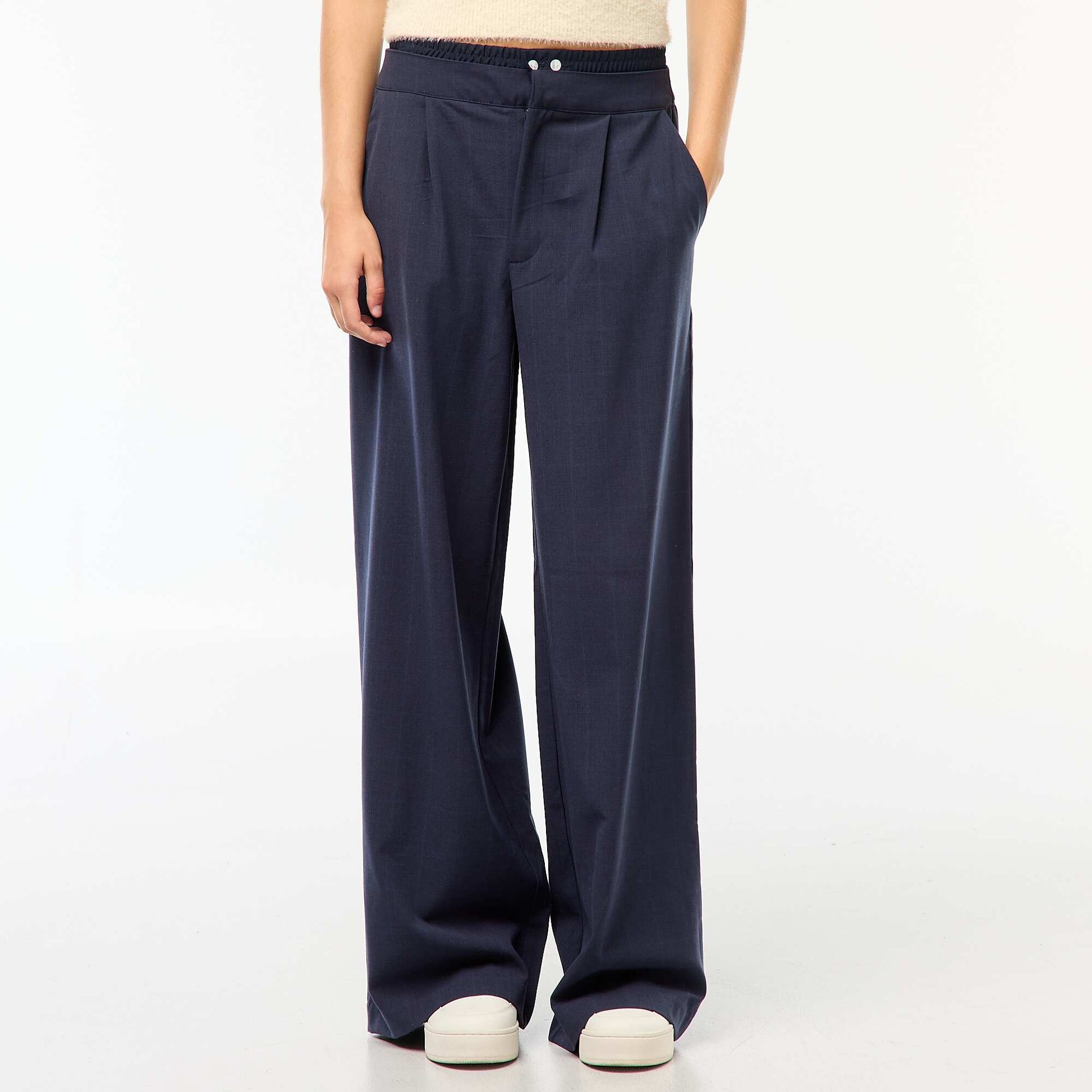 Pantalon large avec boxer à la taille BLEU