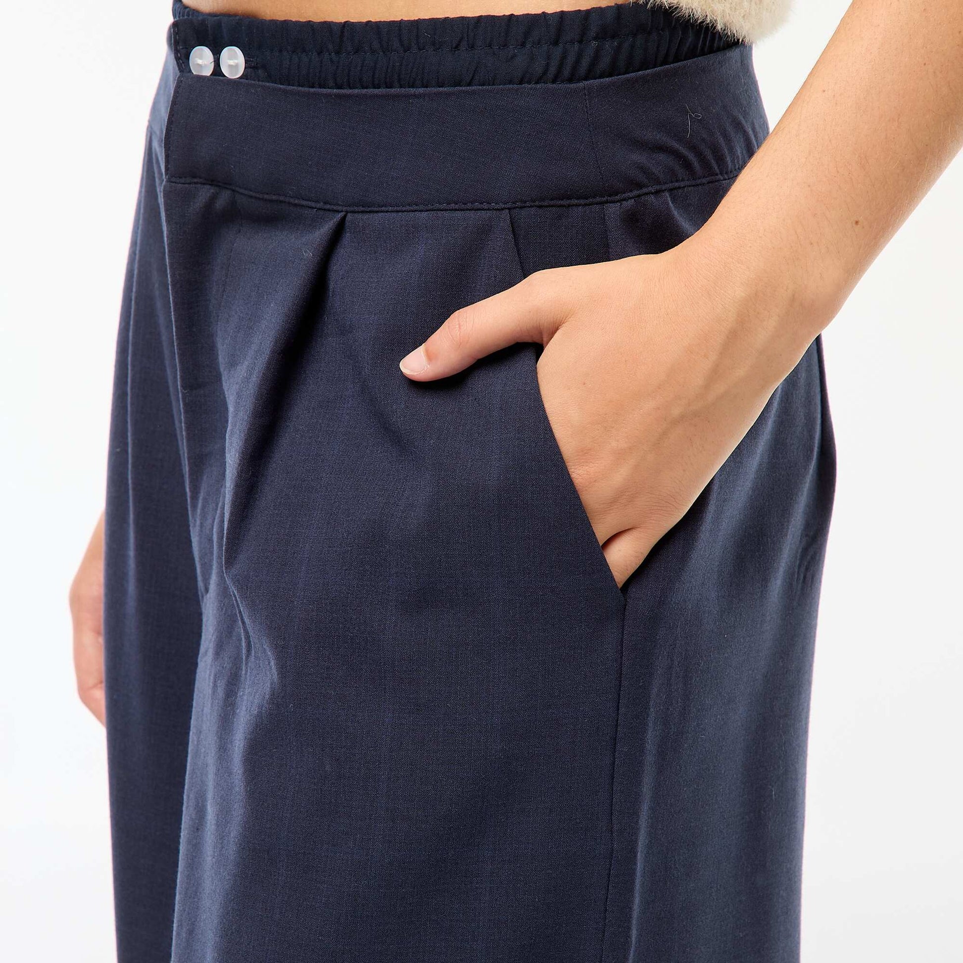 Pantalon large avec boxer à la taille BLEU