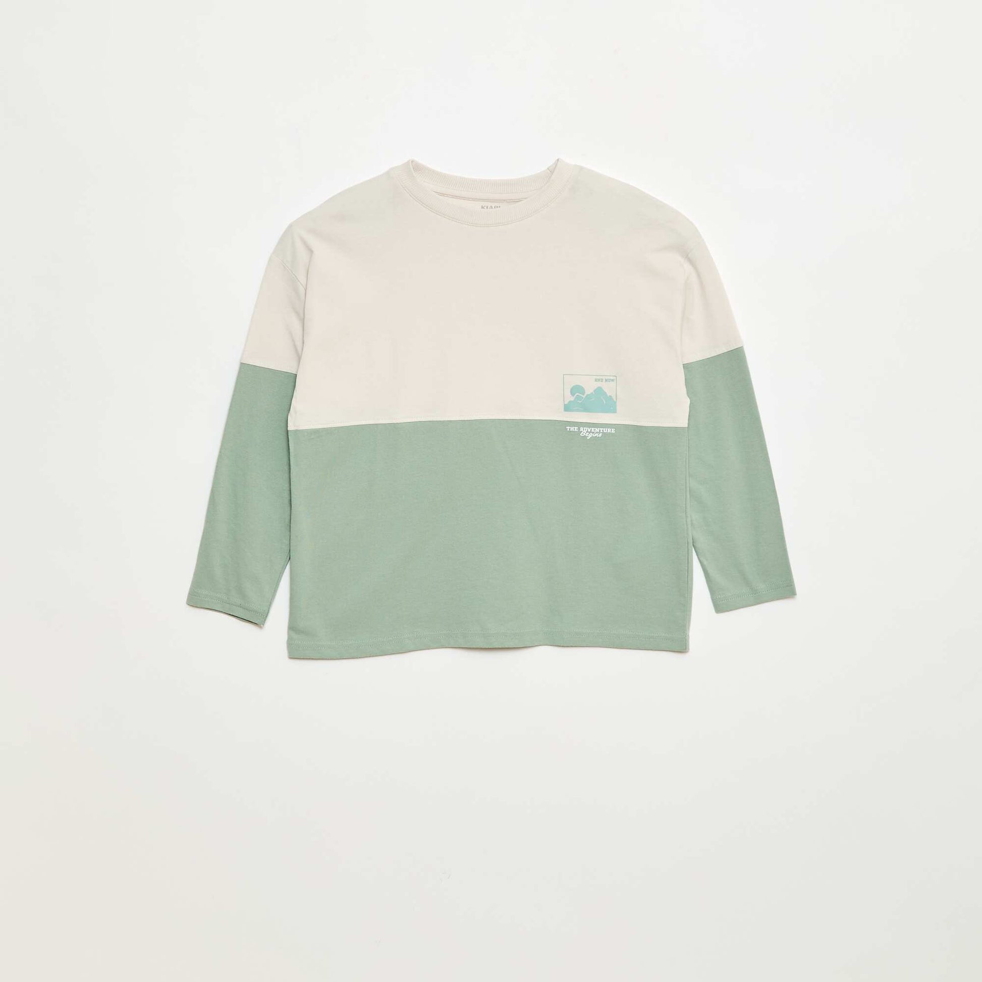 T-shirt en jersey à manches longues effet colorblock VERT