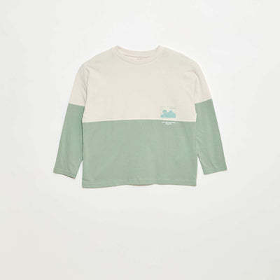 T-shirt en jersey à manches longues effet colorblock VERT