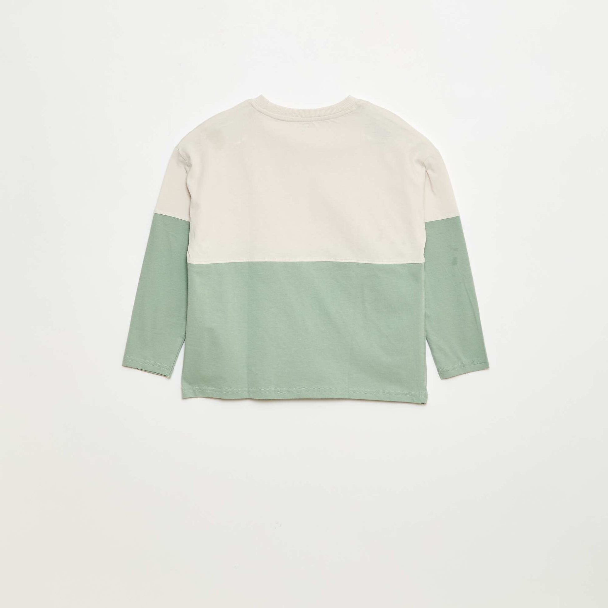 T-shirt en jersey à manches longues effet colorblock VERT