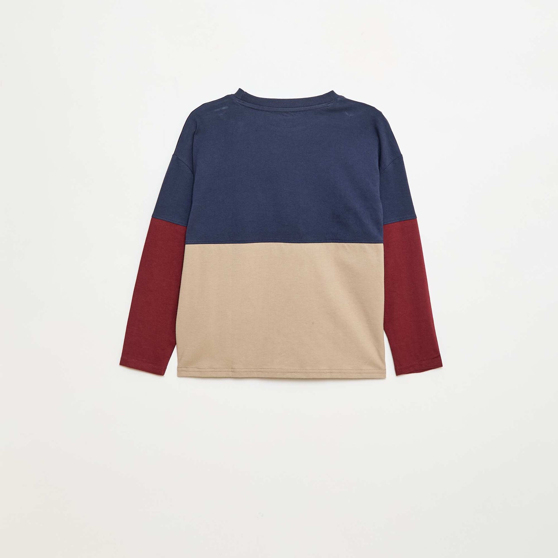 T-shirt en jersey à manches longues effet colorblock BLEU