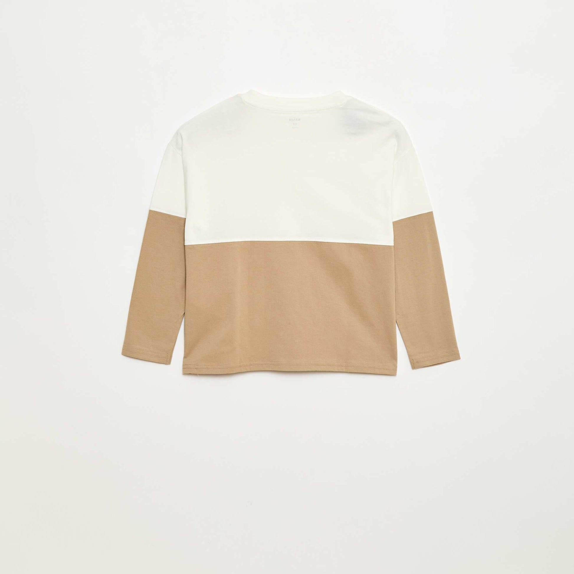 T-shirt en jersey à manches longues effet colorblock BEIGE