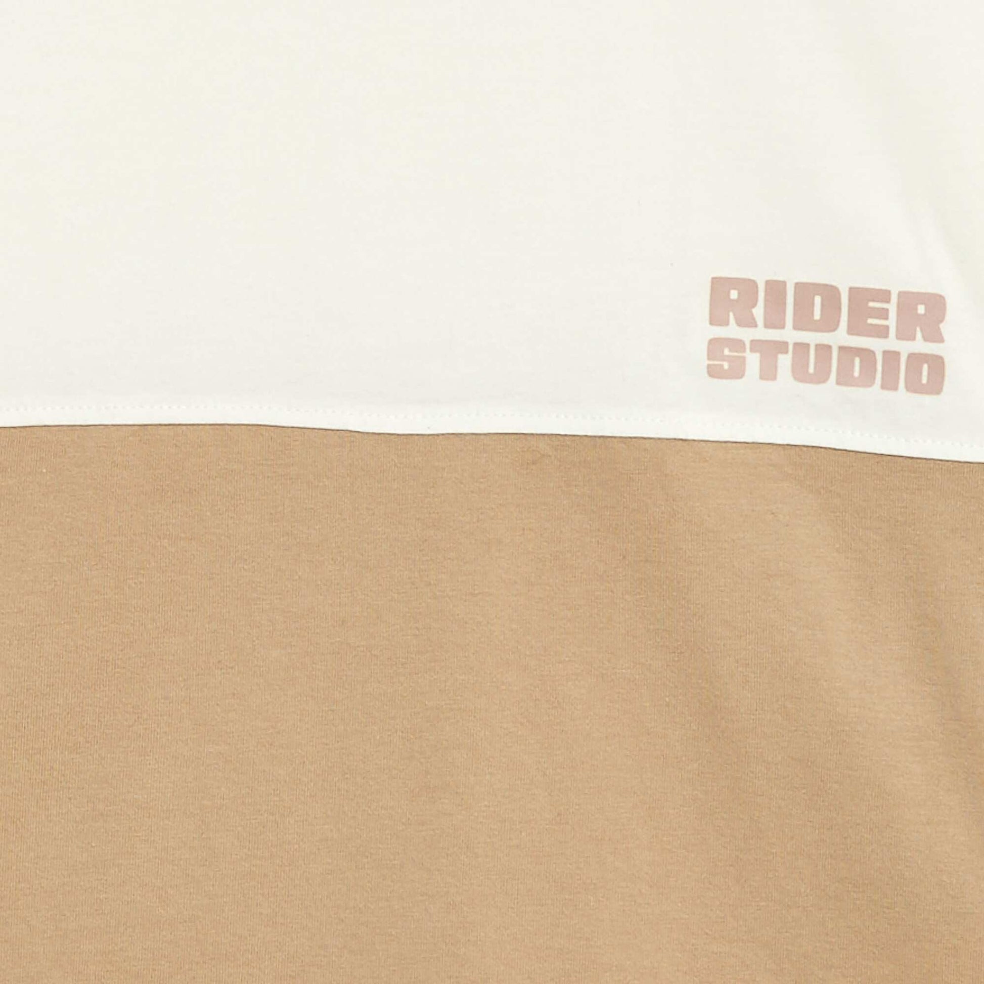 T-shirt en jersey à manches longues effet colorblock BEIGE