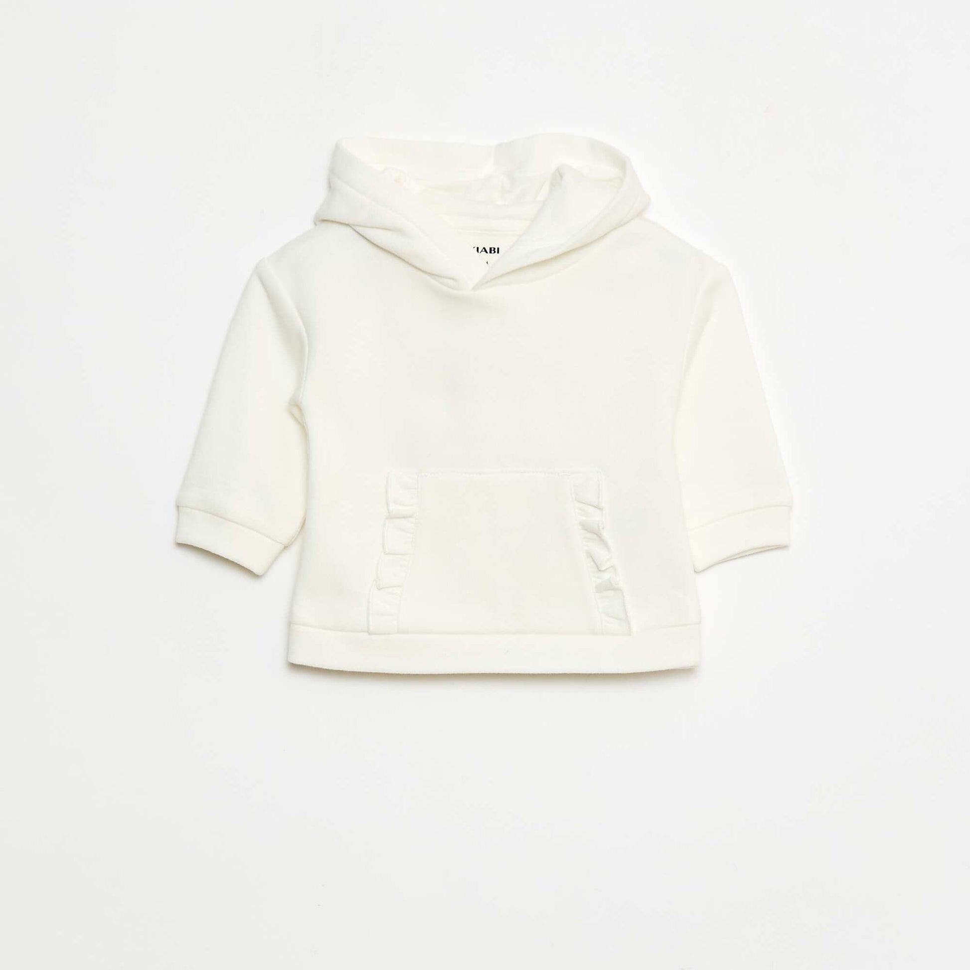 Sweat à capuche avec poche kangourou volantée BLANC
