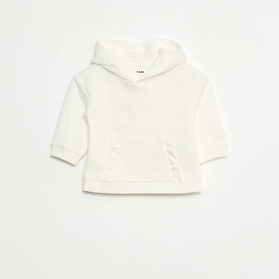 Sweat à capuche avec poche kangourou volantée BLANC