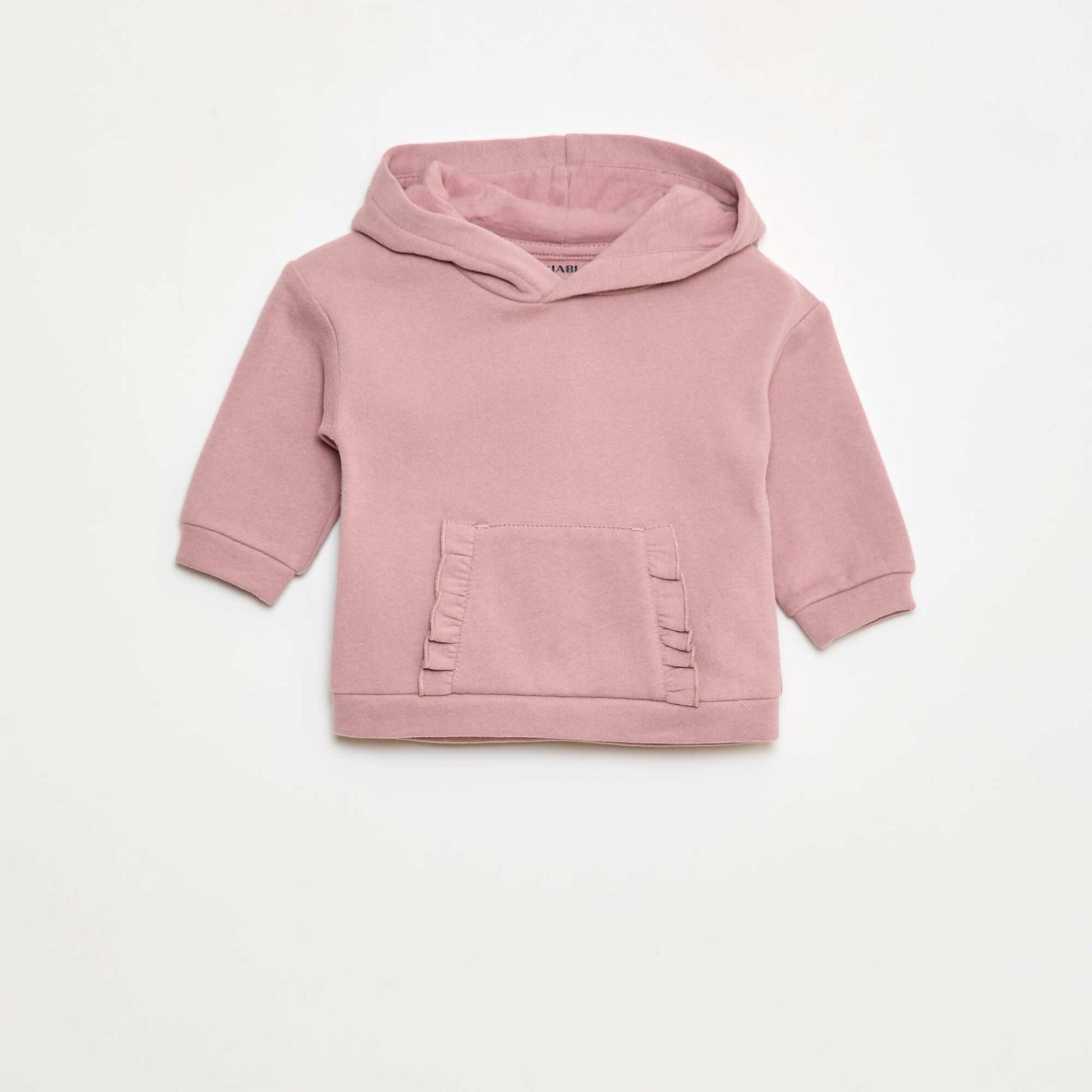 Sweat à capuche avec poche kangourou volantée ROSE