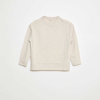T-shirt loose avec poche kangourou BLANC