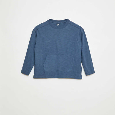 T-shirt loose avec poche kangourou BLEU