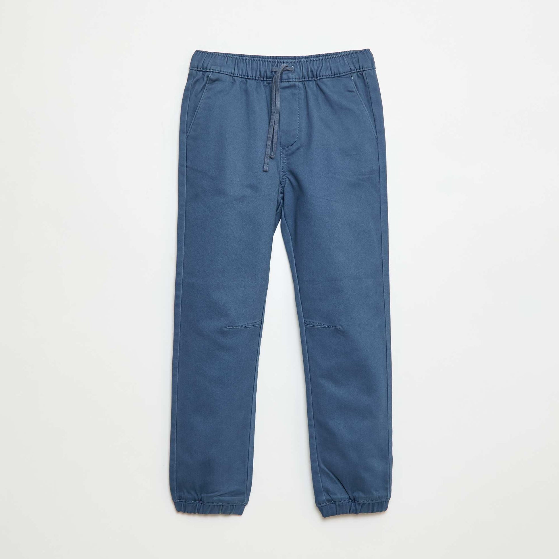 Pantalon élastiqué en coton BLEU