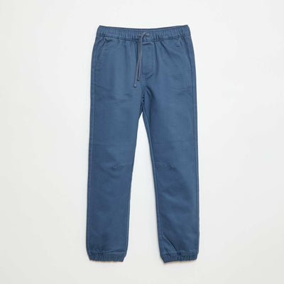 Pantalon élastiqué en coton BLEU