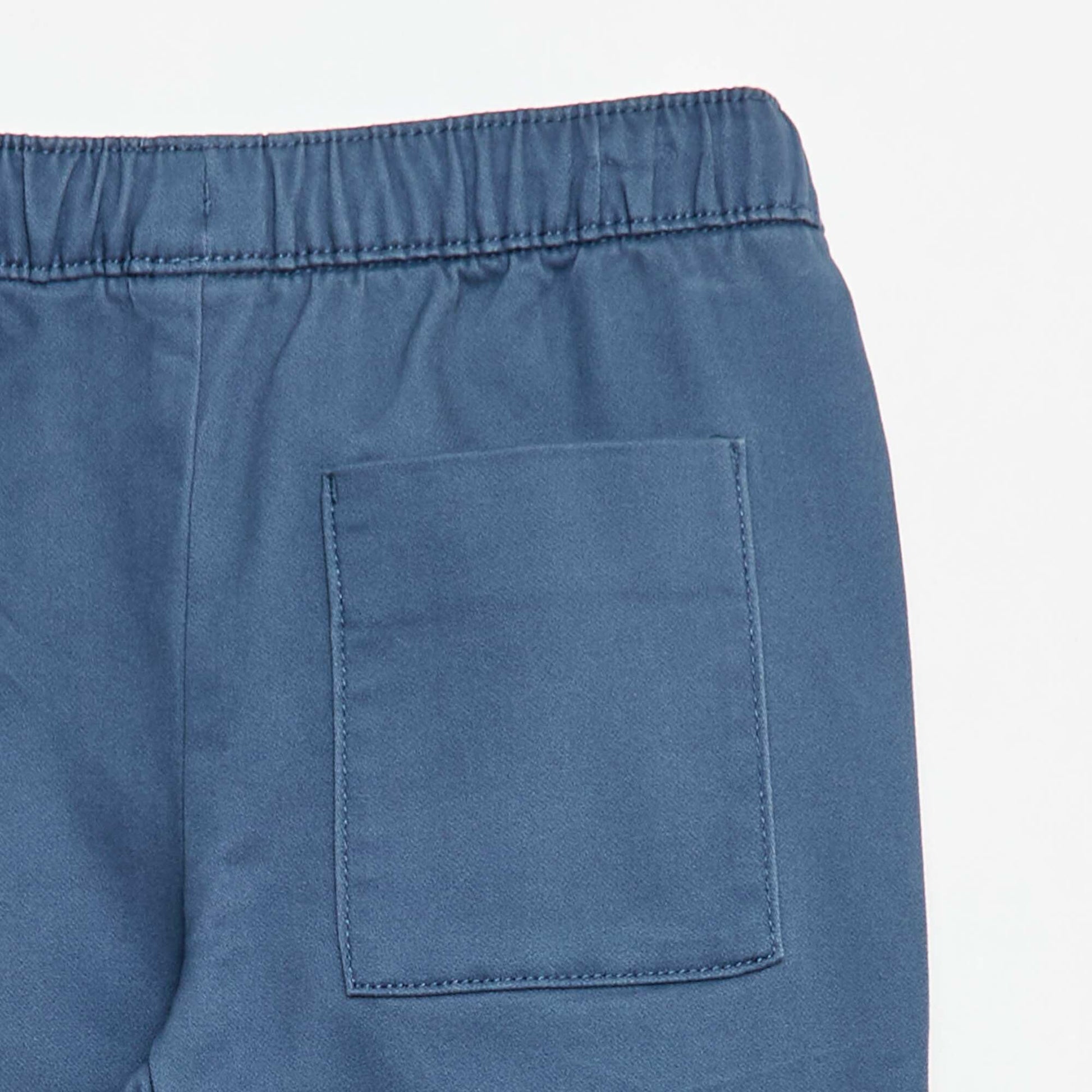 Pantalon élastiqué en coton BLEU