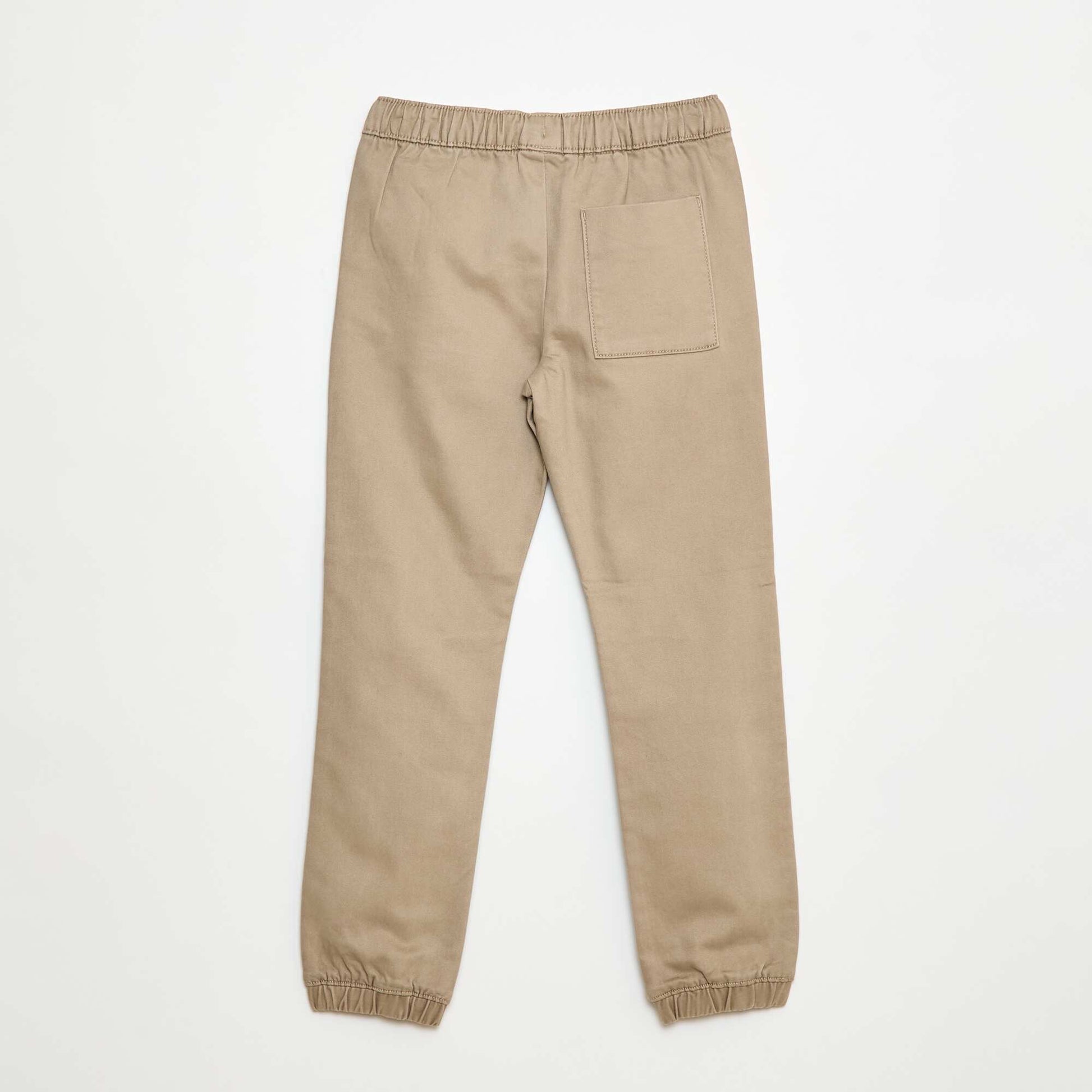 Pantalon élastiqué en coton BEIGE