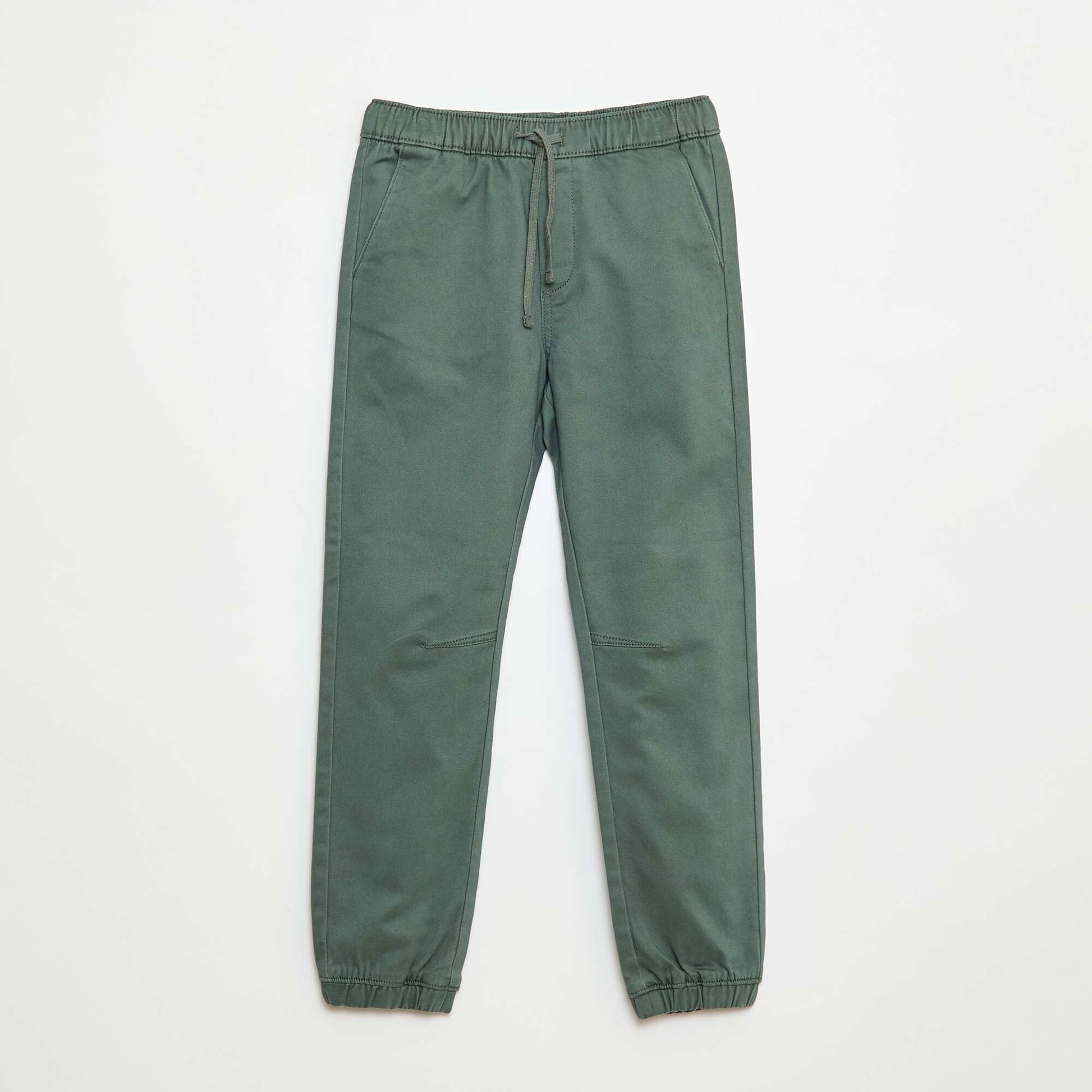 Pantalon élastiqué en coton VERT