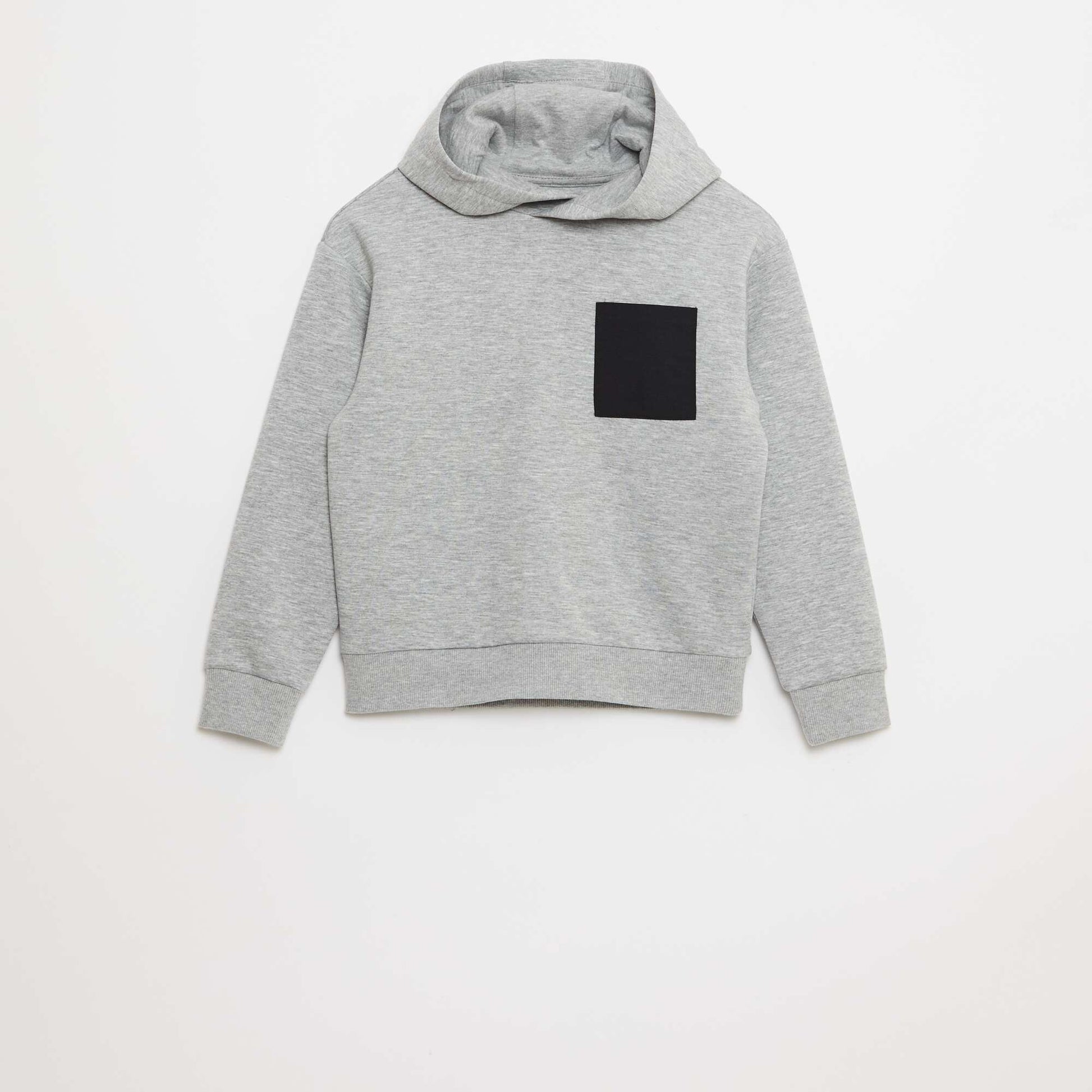Sweat à capuche en molleton léger avec poche poitrine GRIS