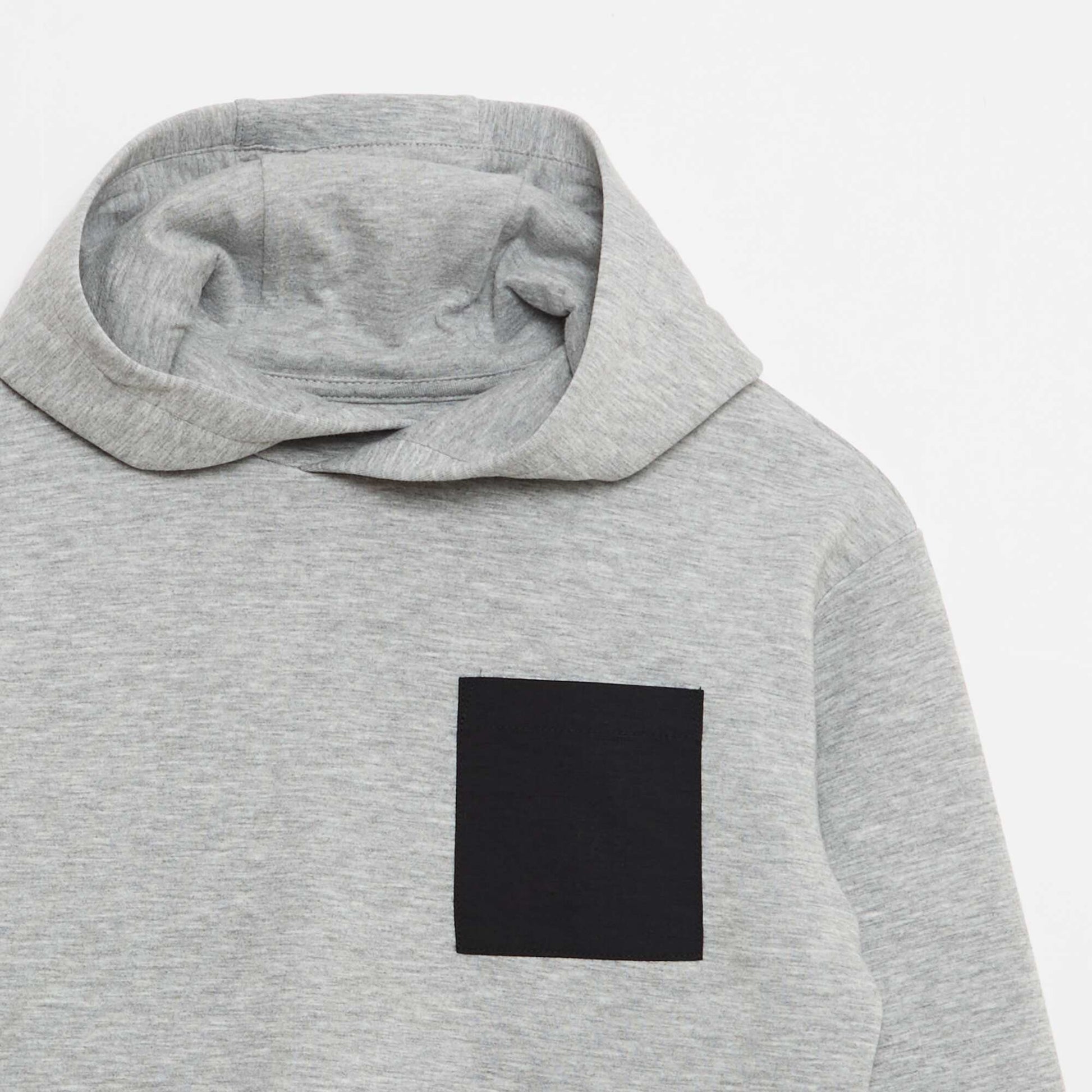 Sweat à capuche en molleton léger avec poche poitrine GRIS