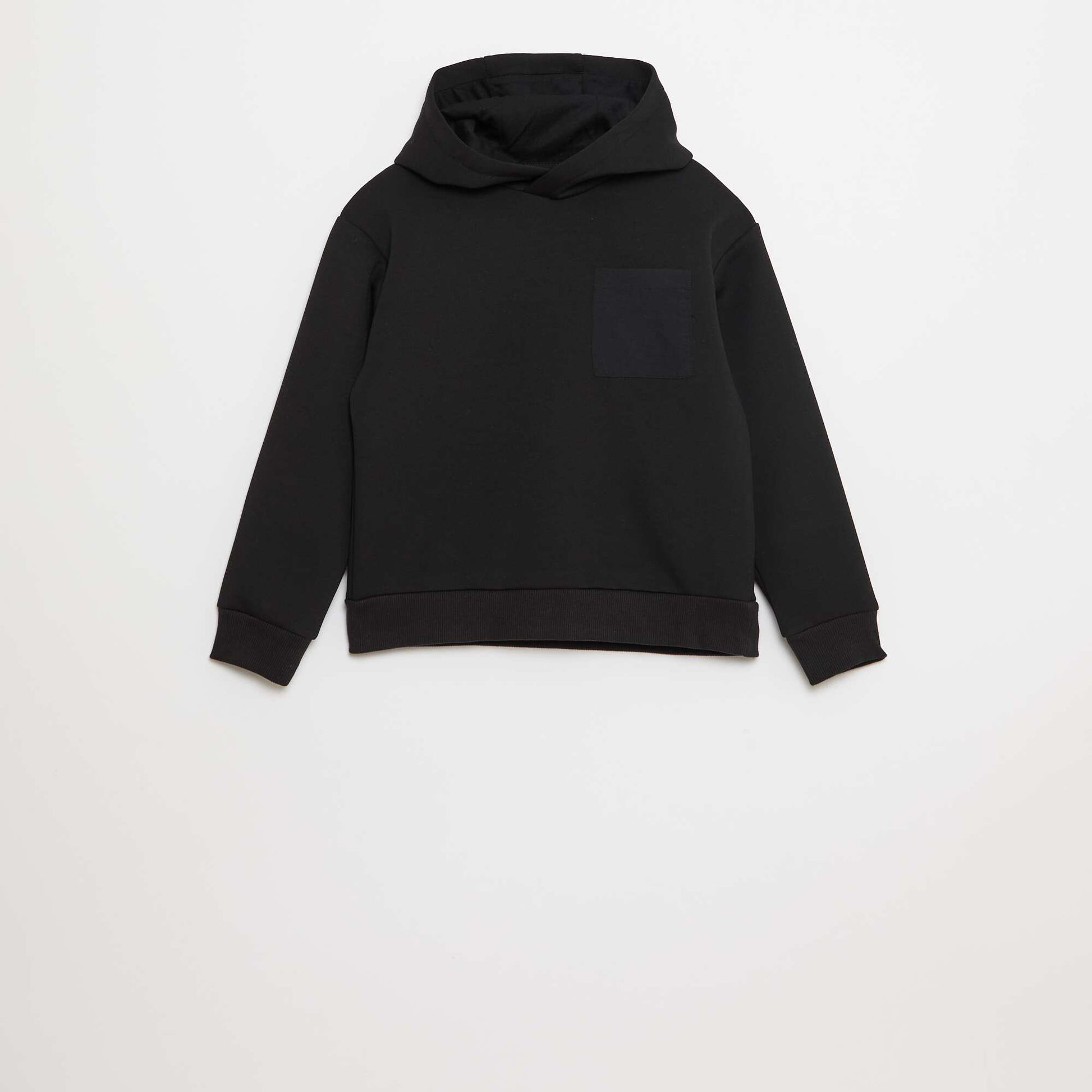 Sweat à capuche en molleton léger avec poche poitrine NOIR