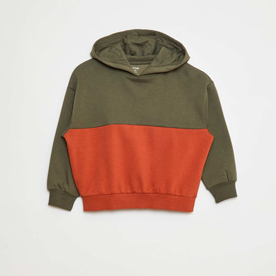 Sweat à capuche color block KAKI