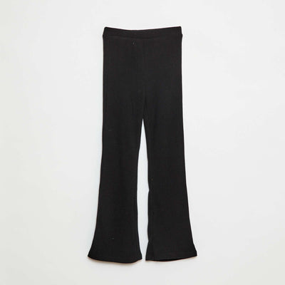 Pantalon flare en coton uni NOIR