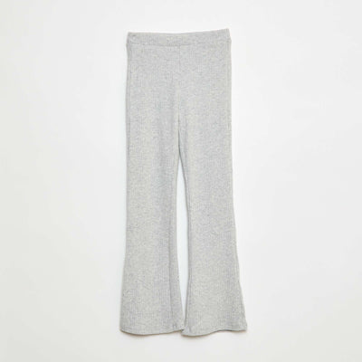 Pantalon flare en coton uni GRIS