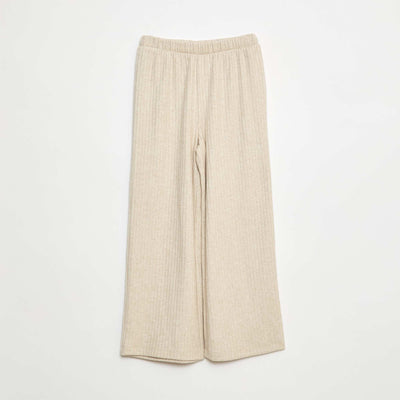 Pantalon large en maille BEIGE