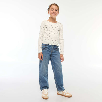 Jean straight avec broderies BLEU