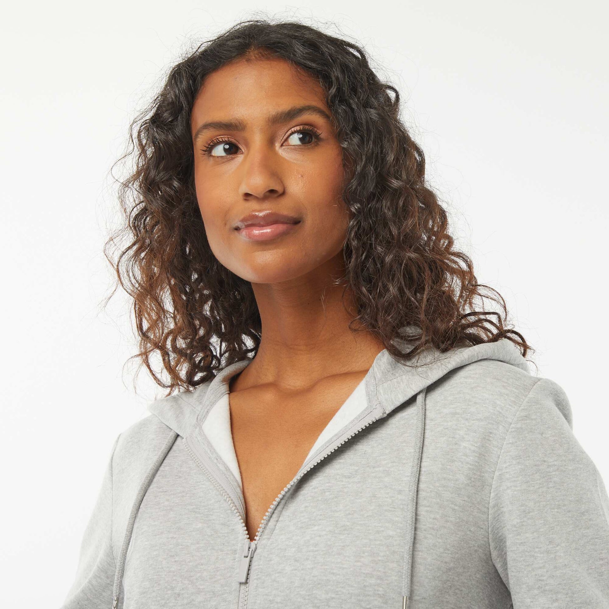 Sweat zippé à capuche basique GRIS